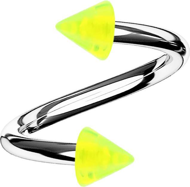 Immagine prodotto Star Piercing Spirale d'argento con due coni gialli trasparenti (Materiale sintetico, Acciaio chirurgico 316L, senza ottone)