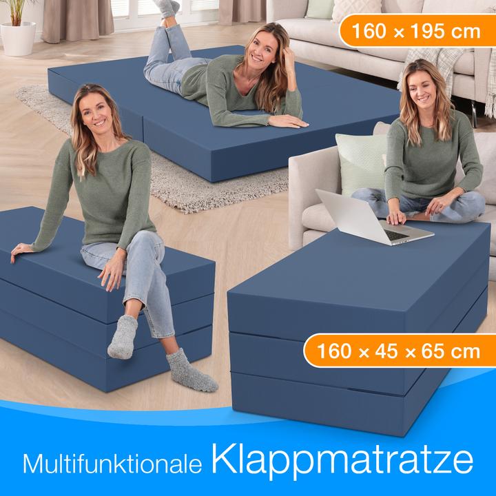 Produktbild Bestschlaf Klappmatratze, 3-teilige Faltmatratze, Reisebett, Gästematratze (160 x 195 cm, Schaumstoffkern)