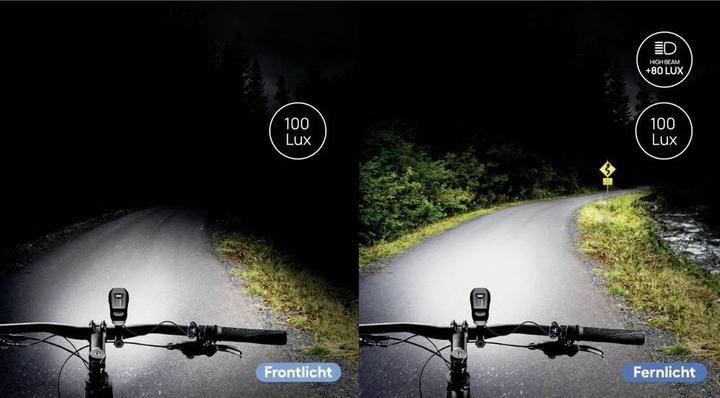 Produktbild Fischer Fahrrad-Scheinwerfer LED batteriebetrieben Schwarz (80 lm)