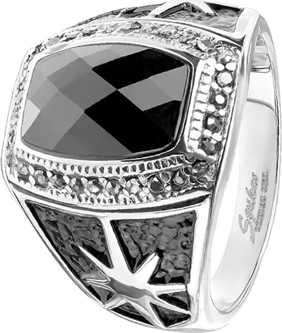 Immagine prodotto Star Piercing Anello argento pietra nera sfaccettata con raggio di sole (69, Acciaio)