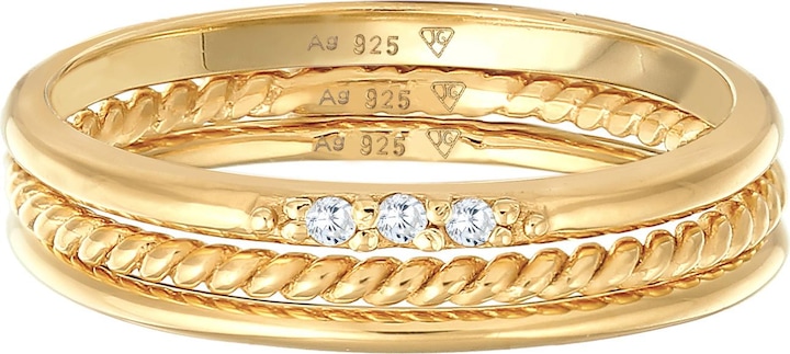 Image du produit Elli Bague en ruban, bague en cristal, ensemble de bagues (54, Argent 925)