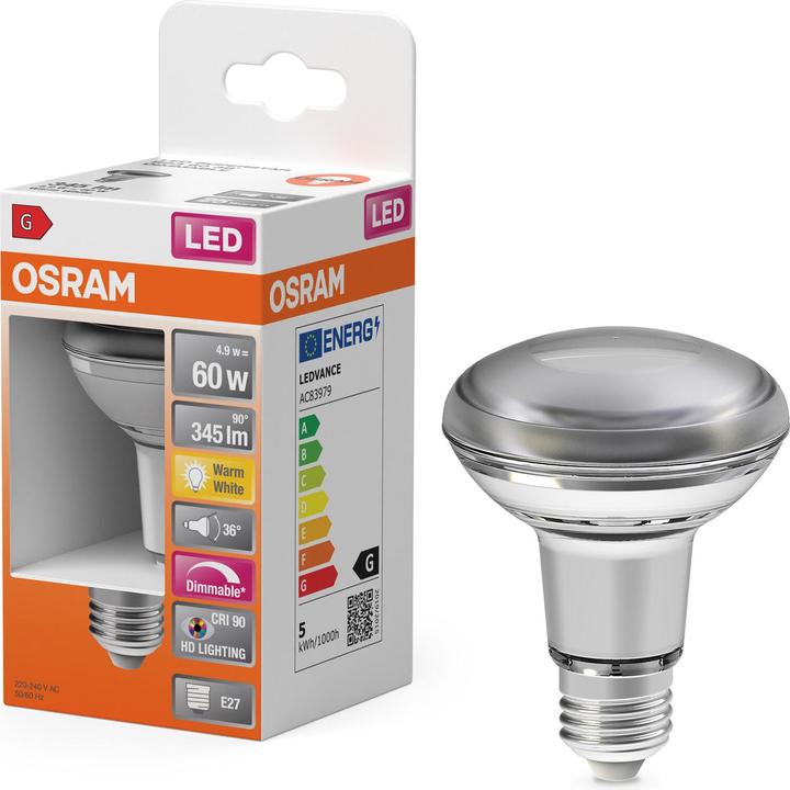 Actual product image Osram Superstar R63 (E27, 5.90 W, 350 lm, 1 x, G)