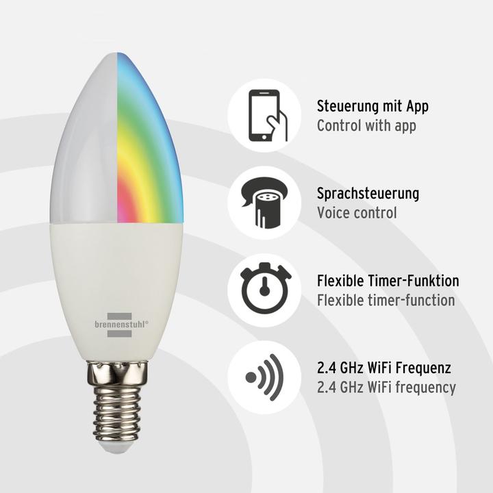 Actual product image Brennenstuhl Connect WiFi light bulb SB 400, E14, 430lm, 5.5W (E14, 430 lm, 1x)