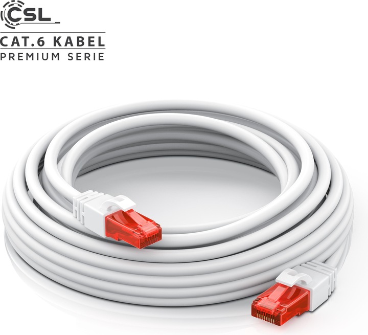 Image du produit CSL CAT.6 network cable - Ethernet Gigabit Lan cable RJ45 - patch cable - comp. CAT.5 CAT.6 CAT.7 CAT.8 (UTP, CAT6, 20 m)