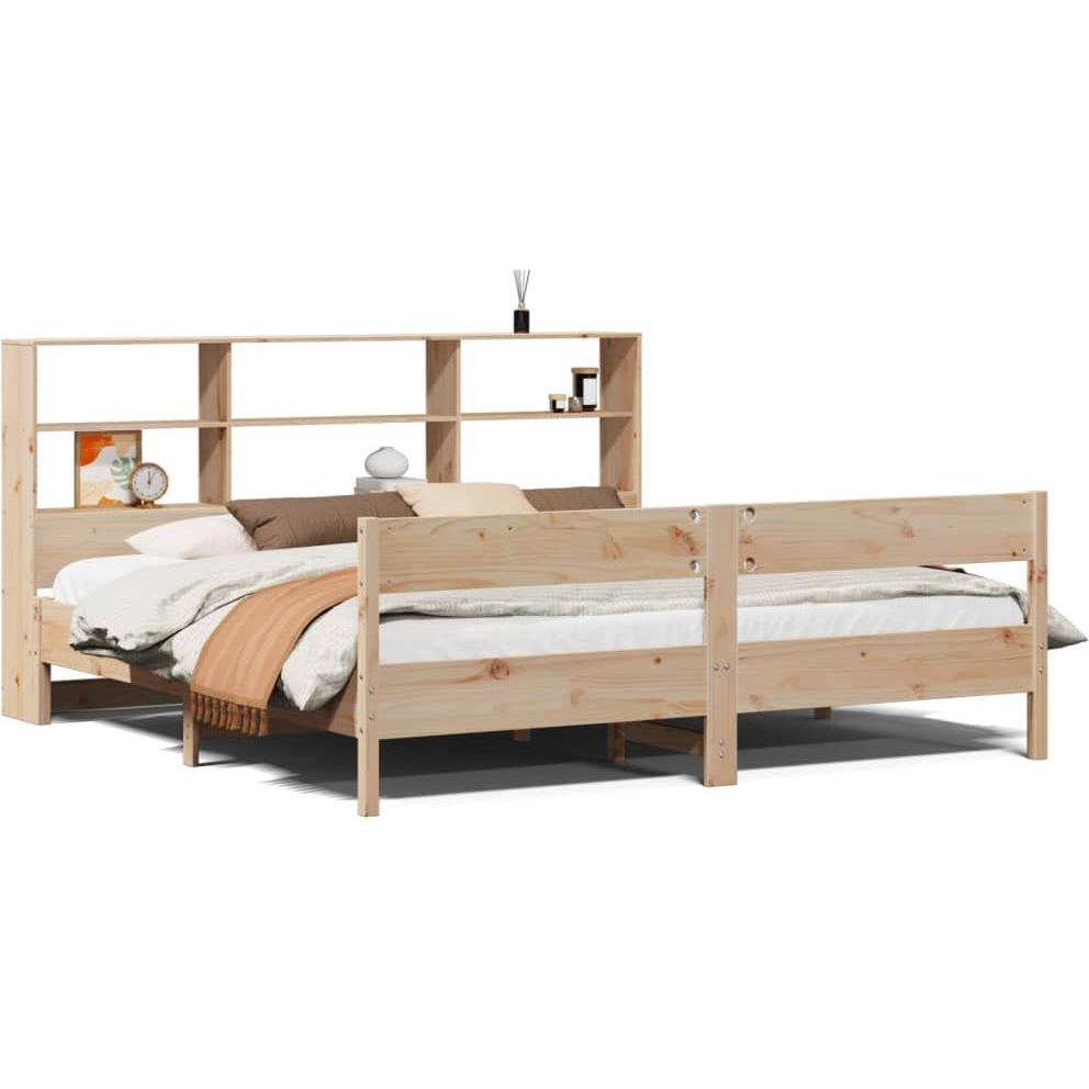 VidaXL, Bett, Bett mit Regal ohne Matratze Kiefer (200 x 200 cm)