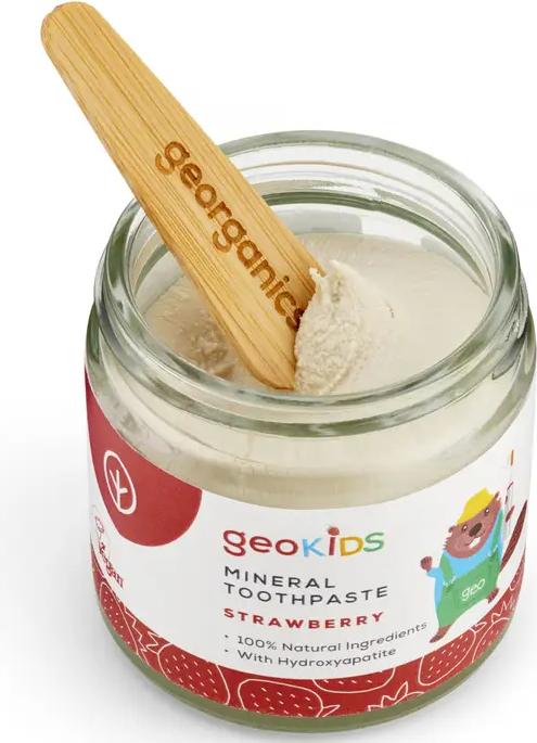 Immagine prodotto Georganics Geokids Mineralische Zahnpasta im Glas ohne Fluorid Erdbeere 60ml (60 ml)