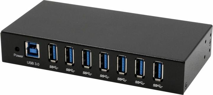 Produktbild Exsys 7 Port USB 3.2 Gen 1 HUB Metall-Gehäuse, inkl Netzteil 12V/3A, USB 3.0 Kabel, Di (USB-B, 7 Ports)