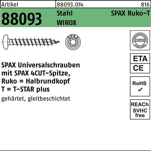 Energie-Label Spax Halbrundkopf T-Star Plus T20 Vollgewinde Wirox (500 Schrauben pro Stück)