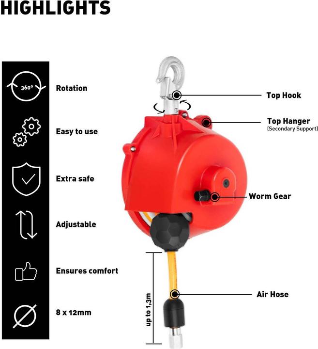 Produktbild Steinberg Druckluft Balancer 2,5 - 3,5 kg Gewichtsausgleicher Air Balancer Schlauch 1,3 m