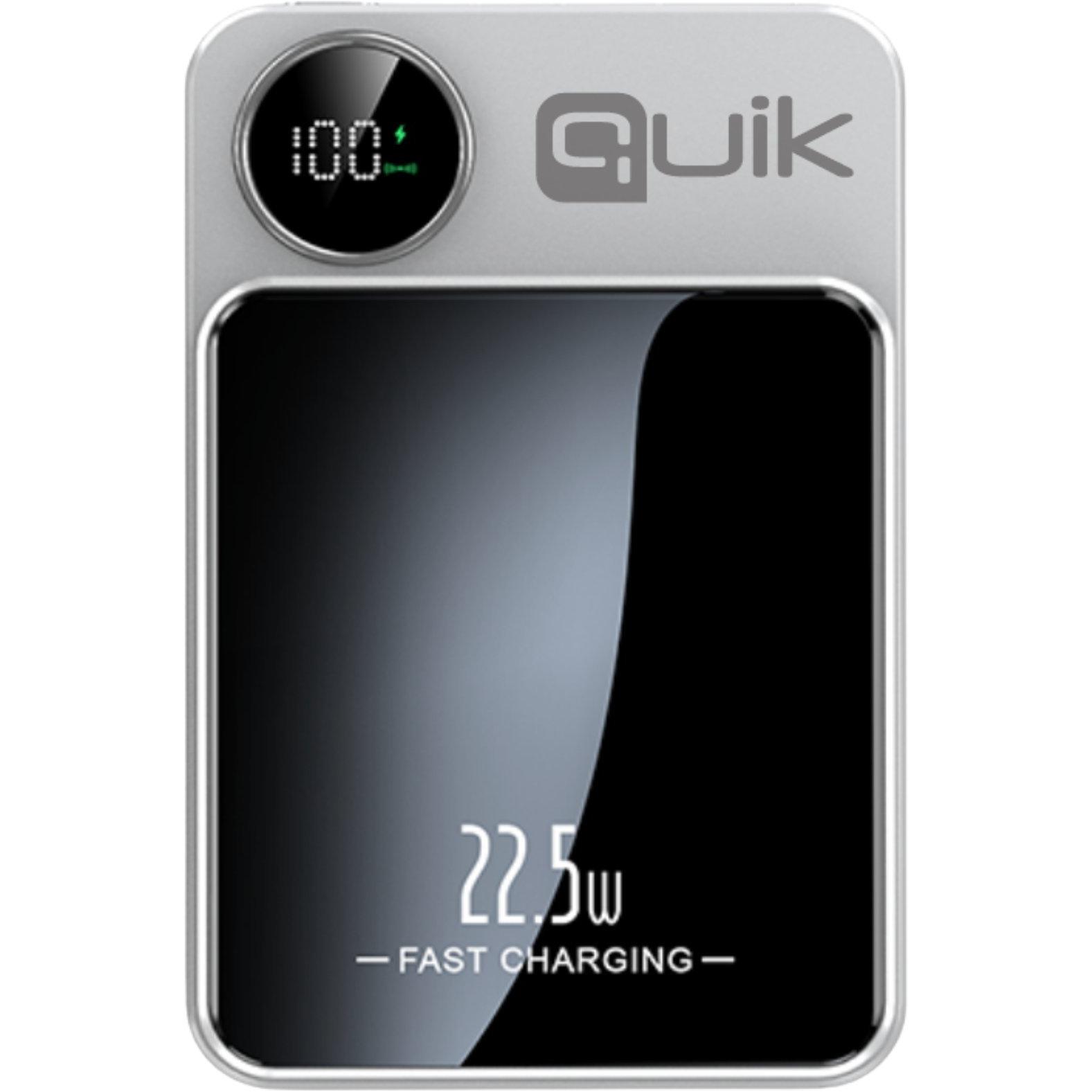 NoName Powerbank Quik QP-820 10000mAh Czarno-srebrny (10000 mAh), Powerbank, Nero, Argento