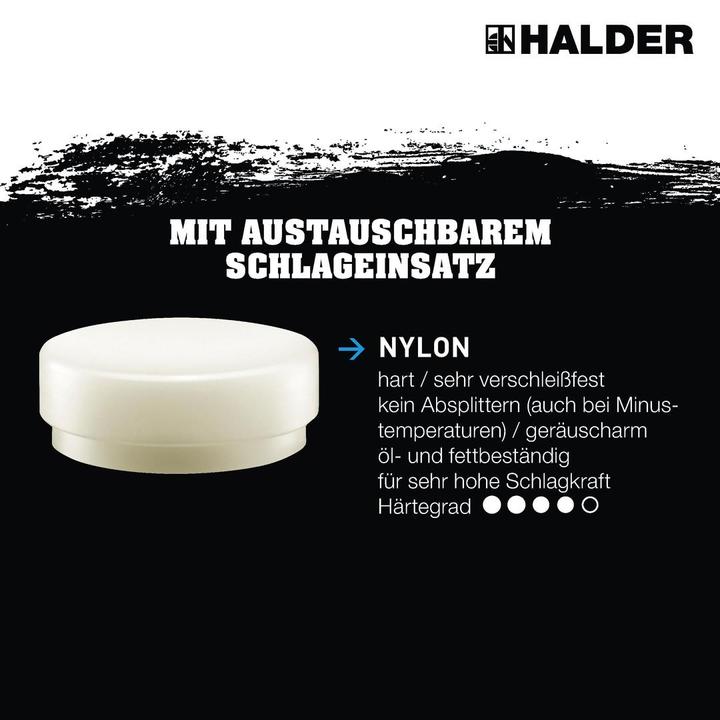 Actual product image Simplex HALDER mallet, recoilless, with hickory handle, Ø 80 / 3.6 kg, nylon (3600 g)