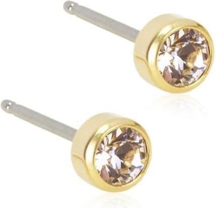Blomdahl Hypoallergenic Golden Titanium Bezel Crystal Stud Earrings (Titanium)