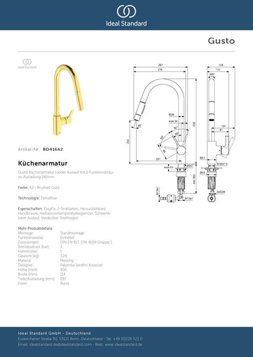 Actual product image Ideal Standard Gusto Ausld.241mm 2F showerhead