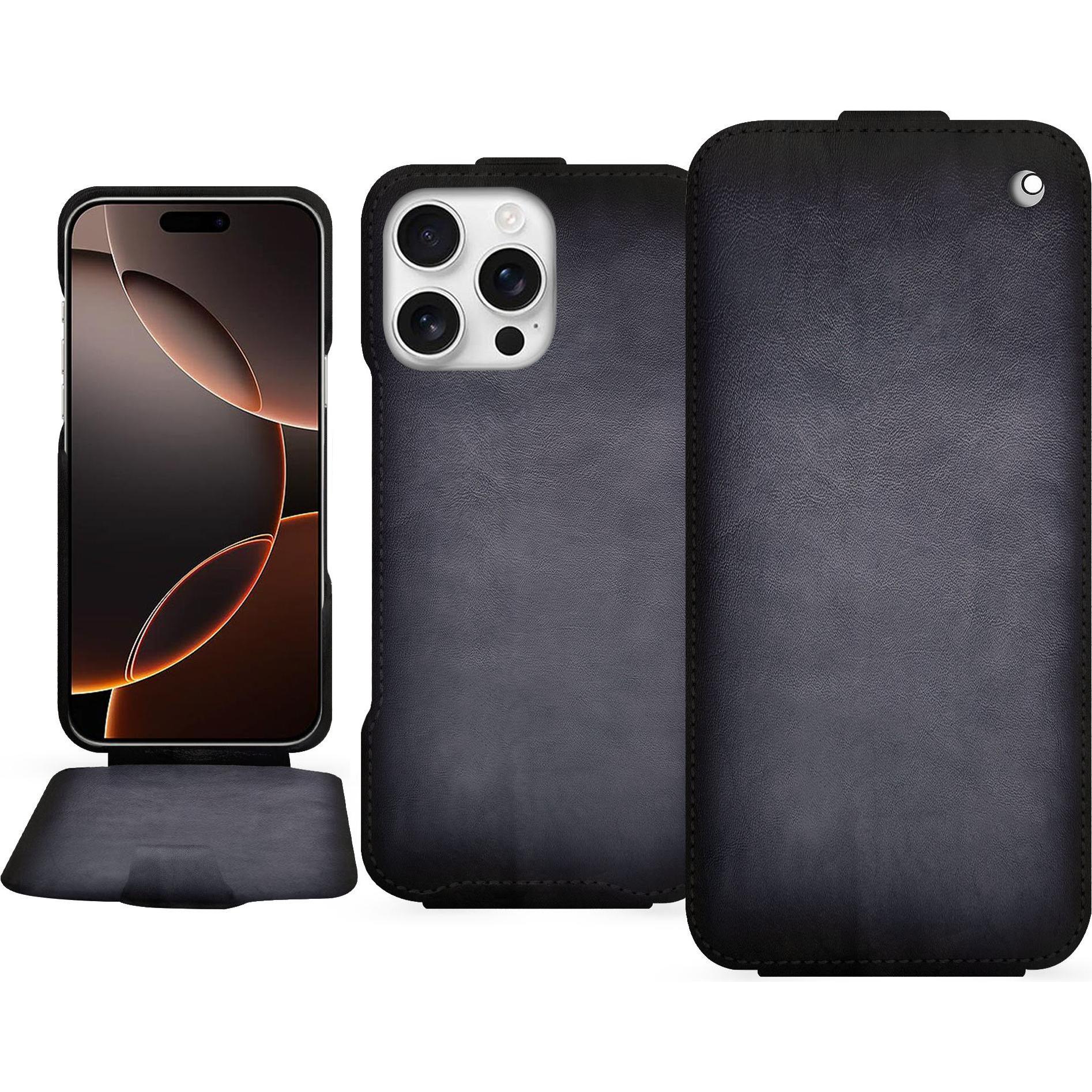 Noreve Lederschutzhülle vertikal (Apple iPhone 16 Pro), Smartphone Hülle, Grau