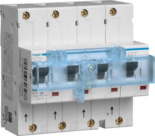 Actual product image Hager HAG HTN680E SLS switch 3P+N E- 80A top-hat rail