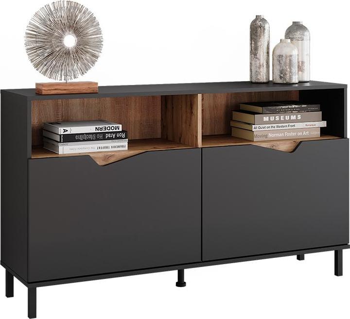 Image du produit Vicco Kommode Marelle, Anthrazit/Artisan, 140 x 81.3 cm mit 2 Türen (140 x 38 x 81.30 cm)