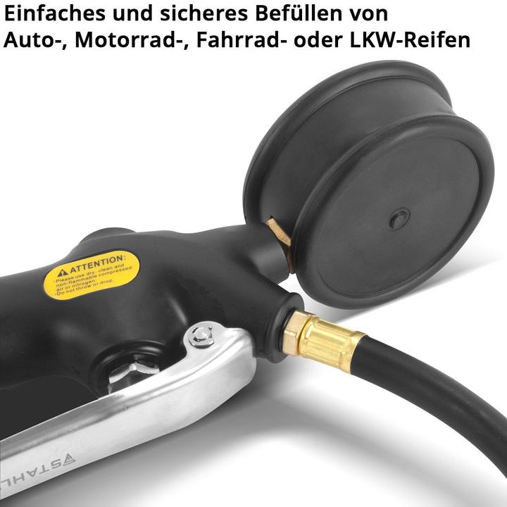 Actual product image Stahlwerk DRA-162 ST compressed air tyre inflation gun, 0 to 16 bar / 0 to 230 PSI