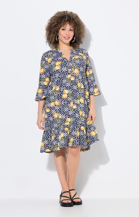 Image du produit Ulla Popken Robe en jersey, col tunisien et manches 3/4, coupe évasée (54)