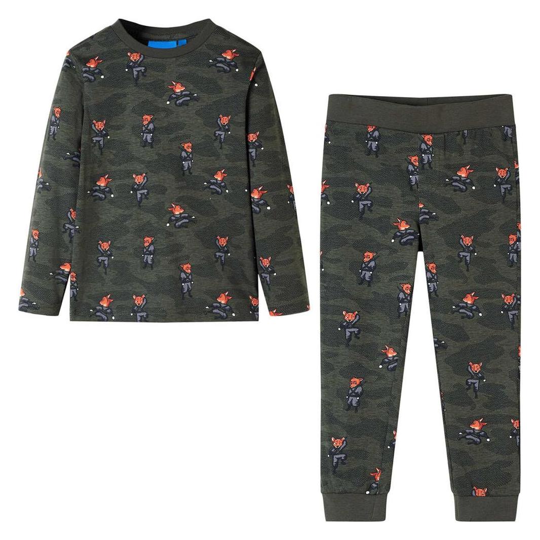 VidaXL, Mädchen, Pyjamas, Kinderpyjama Mit Langen Ärmeln Khaki 116, Material, 100, Grün, (116)