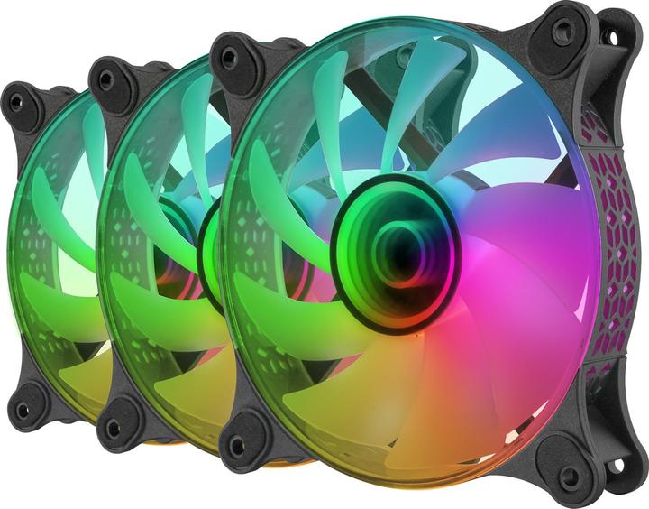Produktbild Mars Gaming Lot De 3 Ventilateurs Boitier Mf-3d RGB - 12cm (Noir) (120 mm, 3x)
