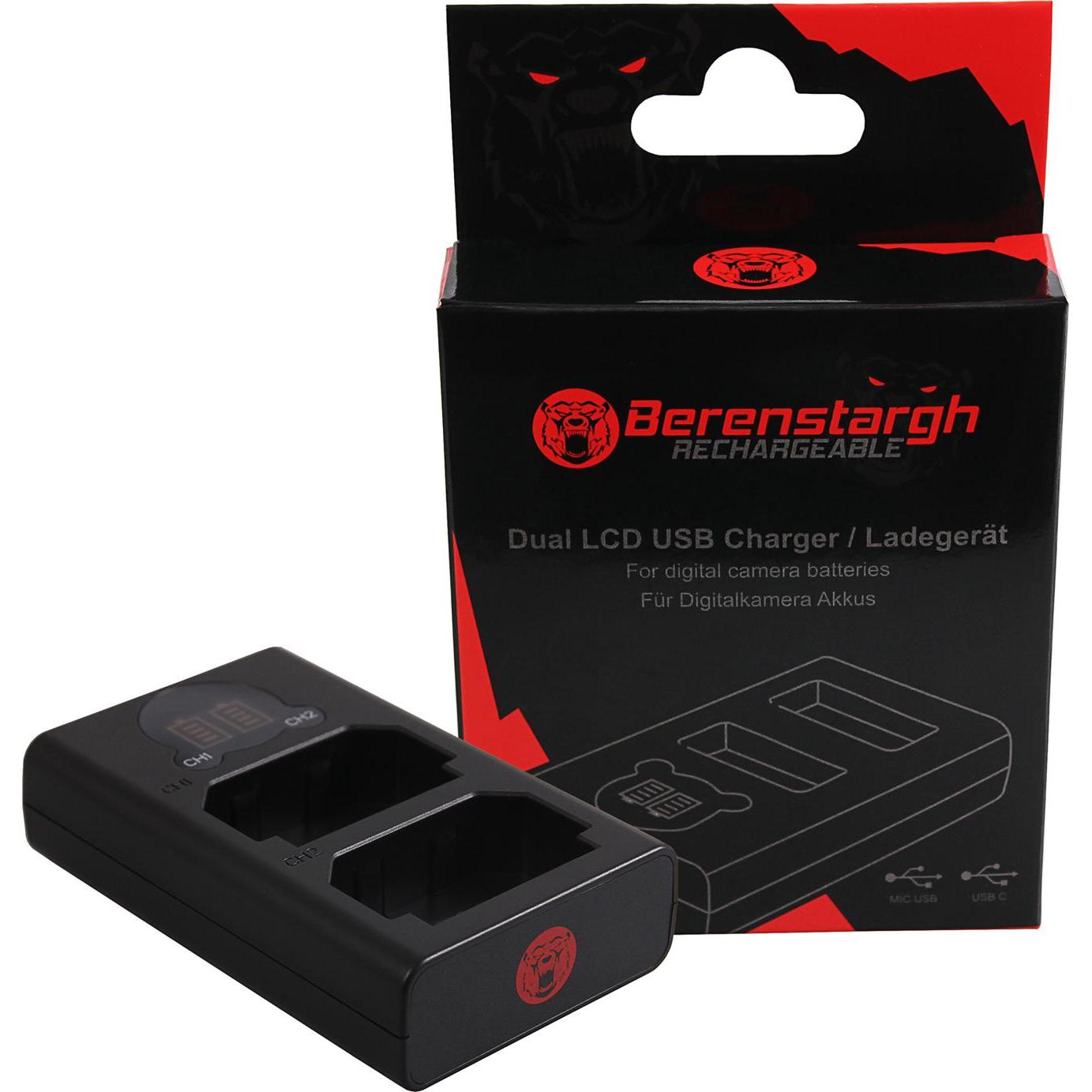 Berenstargh Dual LCD USB Ladegerät f. Sony A7 III A7M3, Alpha 7 III A7 R III A7RM3 Alpha 7 R III A9 (Caricabatterie per fotocamere), Alimentatore foto