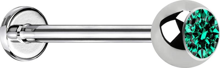 Produktbild Star Piercing Micro Labret silber mit Kugel und Kristall türkis (ohne Messing, Chirurgenstahl 316L)