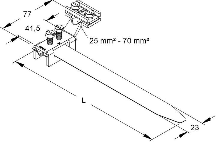 Actual product image Kleinhuis HKL 38/1 Earthing strap clamp 25-48 mm for longitudinal wiring