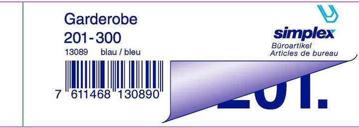 Produktbild Simplex Garderobeblocks 201-300 blau (100x)