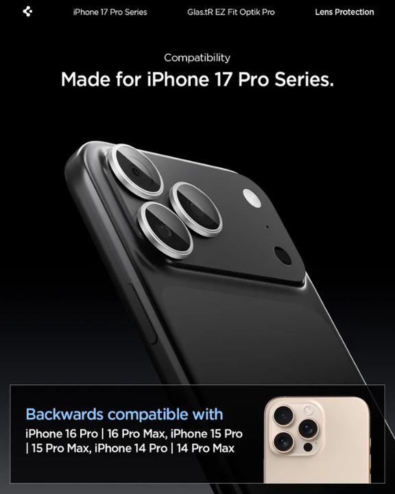 Produktbild Spigen Glass tR EZ Fit Optik Pro 2 Pack (2 Stk., Apple iPhone 14 Pro, Apple iPhone 14 Pro Max, Apple iPhone 15 Pro, Apple iPhone 15 Pro Max, Apple iPhone 16 Pro, Apple iPhone 16 Pro Max, Apple iPhone 17 Pro, Apple iPhone 17 Pro Max)