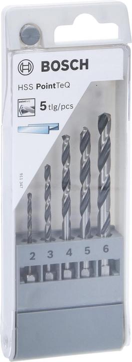 Produktbild Bosch Professional Zubehör HSS PointTeQ Sechskantbohrer-Set in Schaukasten, 5-tlg., 2–6 mm (6 mm)