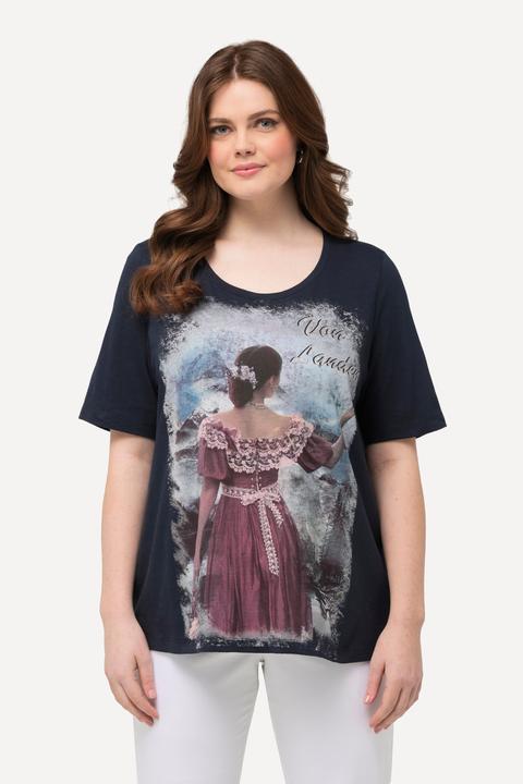 Image du produit Ulla Popken T-shirt à motif style tyrolien, coupe Classic à col rond et manches courtes (50, 52)