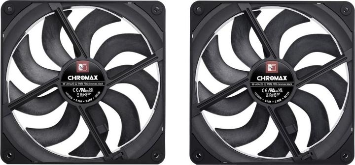 Productafbeelding Noctua NF-A14x25 G2 PWM Sx2-PP chromax.black Gehuselfter 140 mm (2 Stck) (140 mm, 2 x)