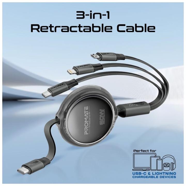 Image du produit ProMate TrioCord-R (1.10 m, USB 3.0, 60 W)