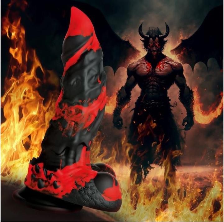 Actual product image Creature Cocks Fire Demon - Monster Silicone Dildo - Red/Black