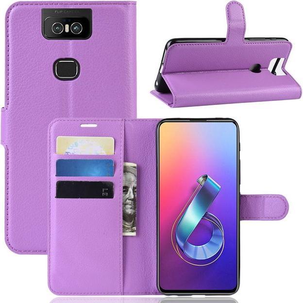 Thumbnail - MU Classic Litchi Leder Bookcover Series (Asus Zenfone 6), Smartphone Hülle, Violett