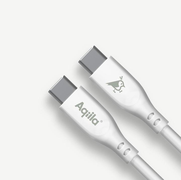 Image du produit Aqiila Cablebird CS12 - Câble USB-C vers USB-C en silicone, 60W (2m) - Blanc (2 m, USB 2.0, 60 W)