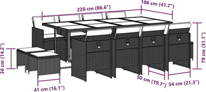 Produktbild vidaXL Inness (220 x 106 x 73 cm)