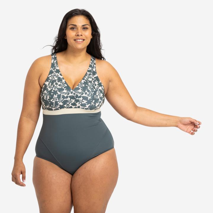 Produktbild Nabaiji Badeanzug Damen Mia Palm beige/khaki. Körbchengrösse D/E (46)