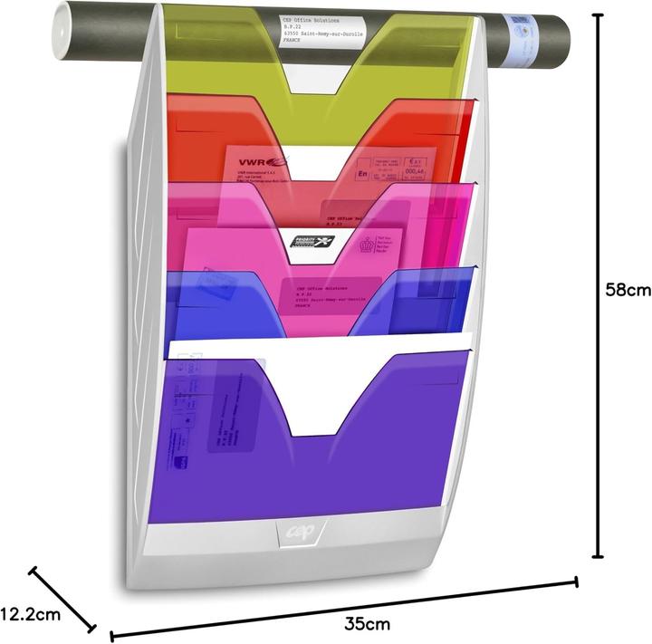 Image du produit Durable Porte-Brochures Mural 5f.We/Coloré (35 x 12 x 58 cm)