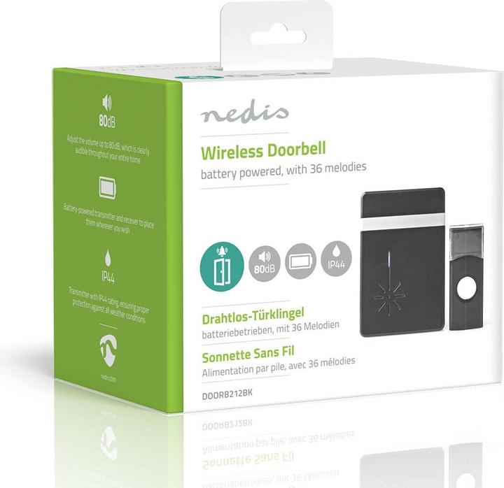 Image du produit Nedis Sonnette sans fil Alimentation par piles 3 V DC 1x CR2032 Volume : 80 dB Portée du signal : 300 m