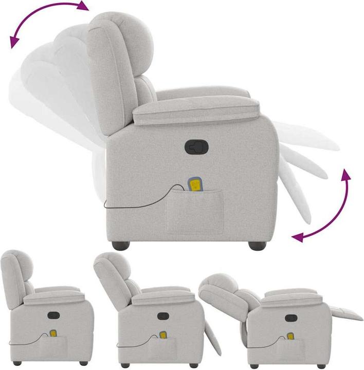 Immagine prodotto VidaXL Poltrona massaggiante in tessuto cloud grey poltrona TV massaggiante
