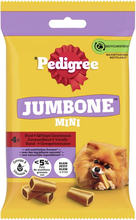 Immagine prodotto Pedigree JUMBONE™ Riesenknochen Beutel Mini mit Rind und Geflügel Geschmack (Adulto, 8 pz., 1280 g)