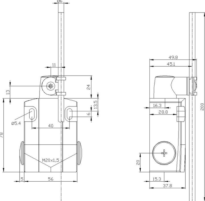 Produktbild Siemens Positionsschalter 56mm Stangenhebel alu.