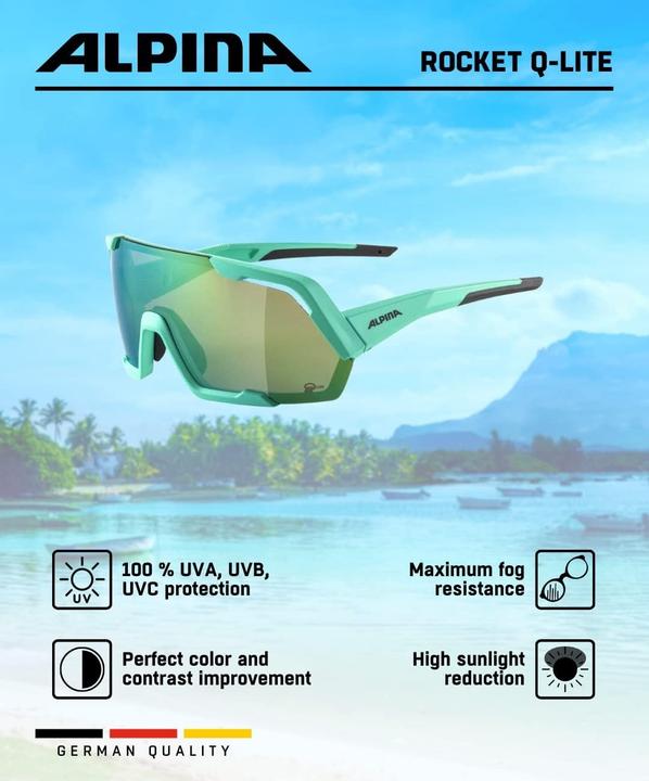 Immagine prodotto ALPINA SPORTS Rocket Q-Lite (specchio turchese opaco-verde, Verde)