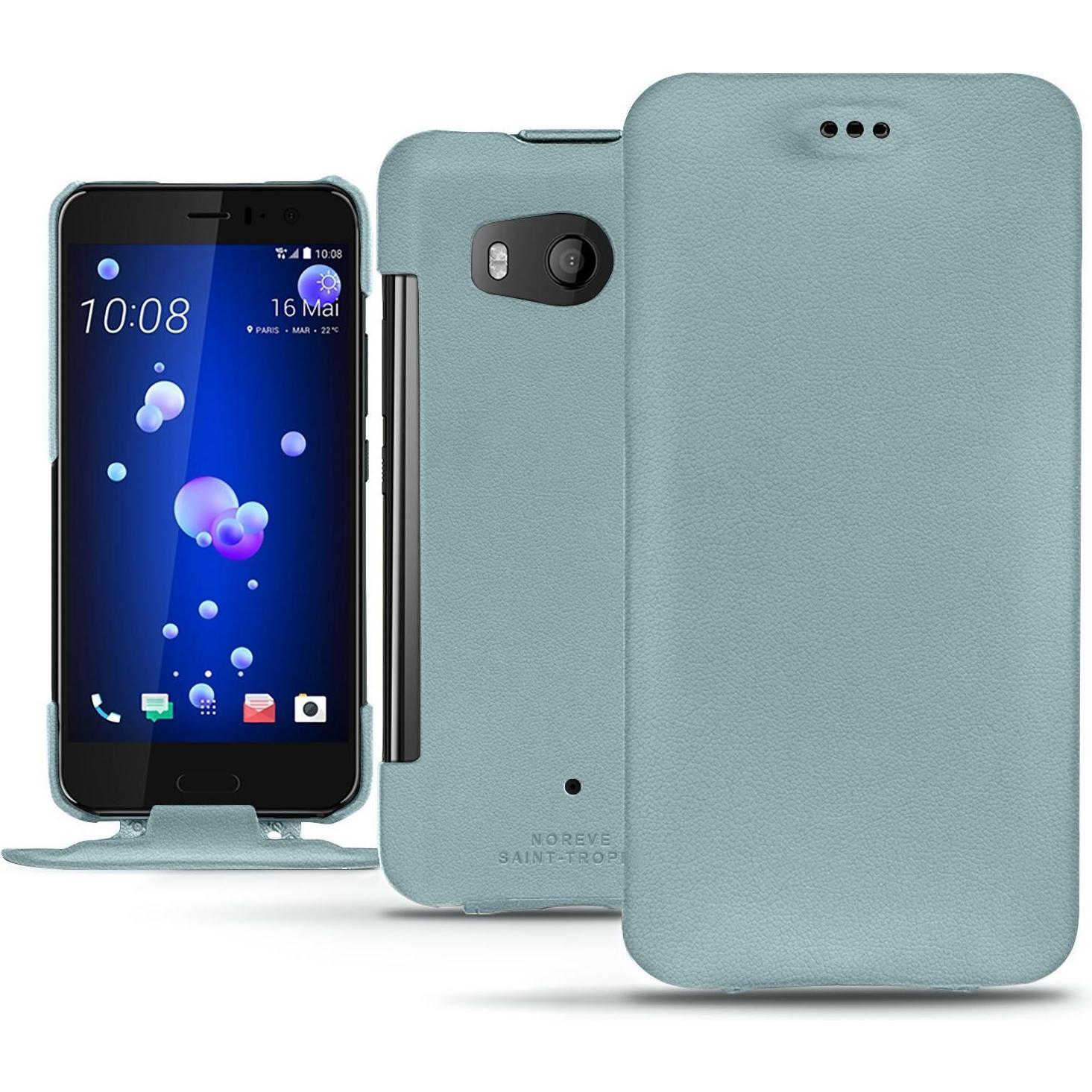 Noreve Lederschutzhülle vertikal (HTC U11), Smartphone Hülle, Blau