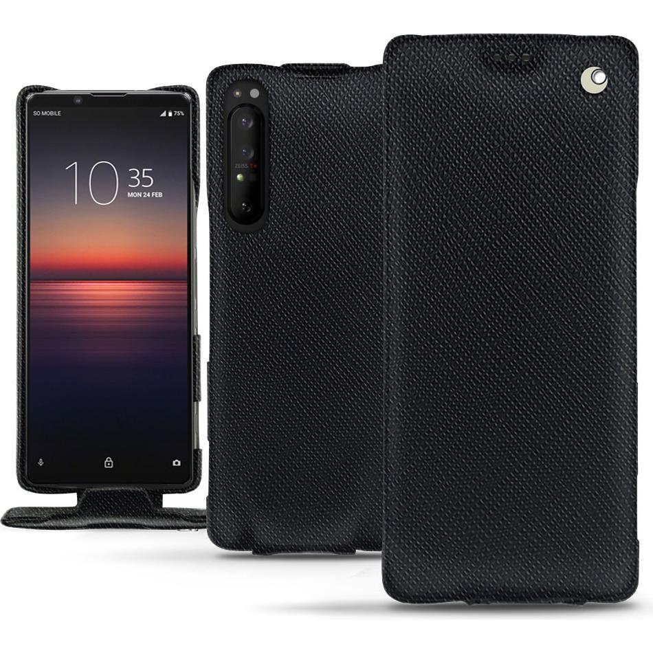 Noreve Lederschutzhülle vertikal (Sony Xperia 1 II), Smartphone Hülle, Schwarz