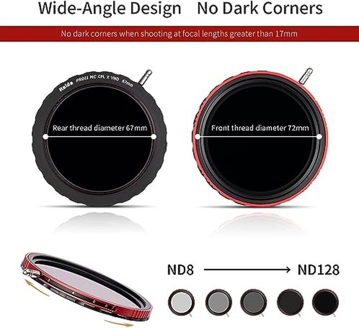 Produktbild Haida Polfilter und Variabler ND Filter in einem 72mm (72 mm, ND- / Graufilter, Polarisationsfilter)