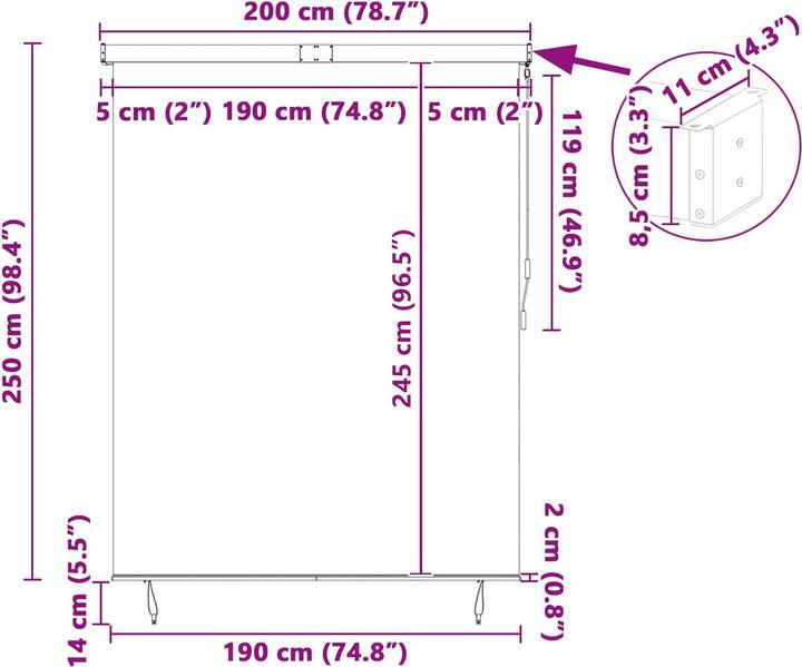 Produktbild vidaXL Outdoor Rollo (200 x 250 cm)