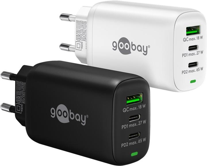 Immagine prodotto Goobay Caricatore rapido USB-C PD a 3 porte 65 W nero (65 W)