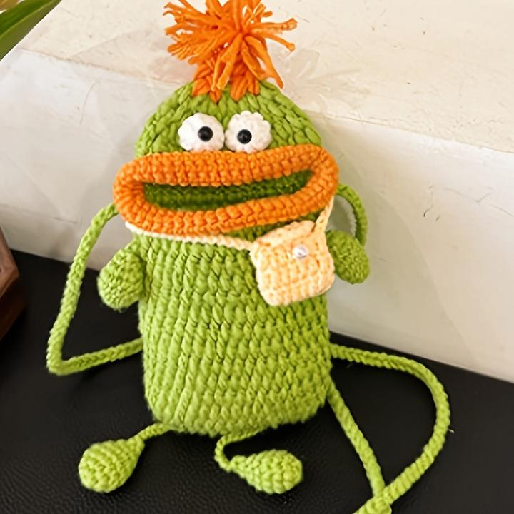 Immagine prodotto Only-Bags.Store Borsa a tracolla chic con stampa animale fatta a mano - Simpatica custodia per telefono in lana